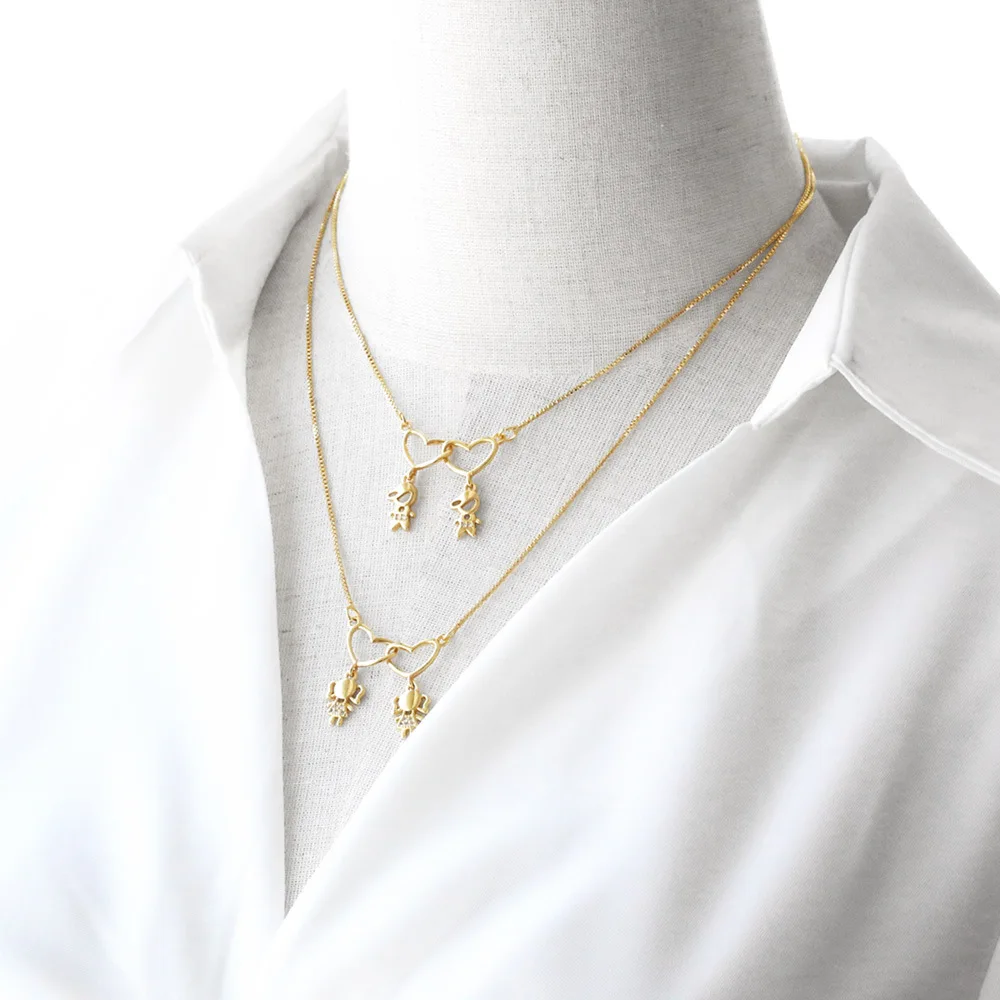Love girl boy pendant necklace gold-plated zircon clavicle chain ladies simple accessories
