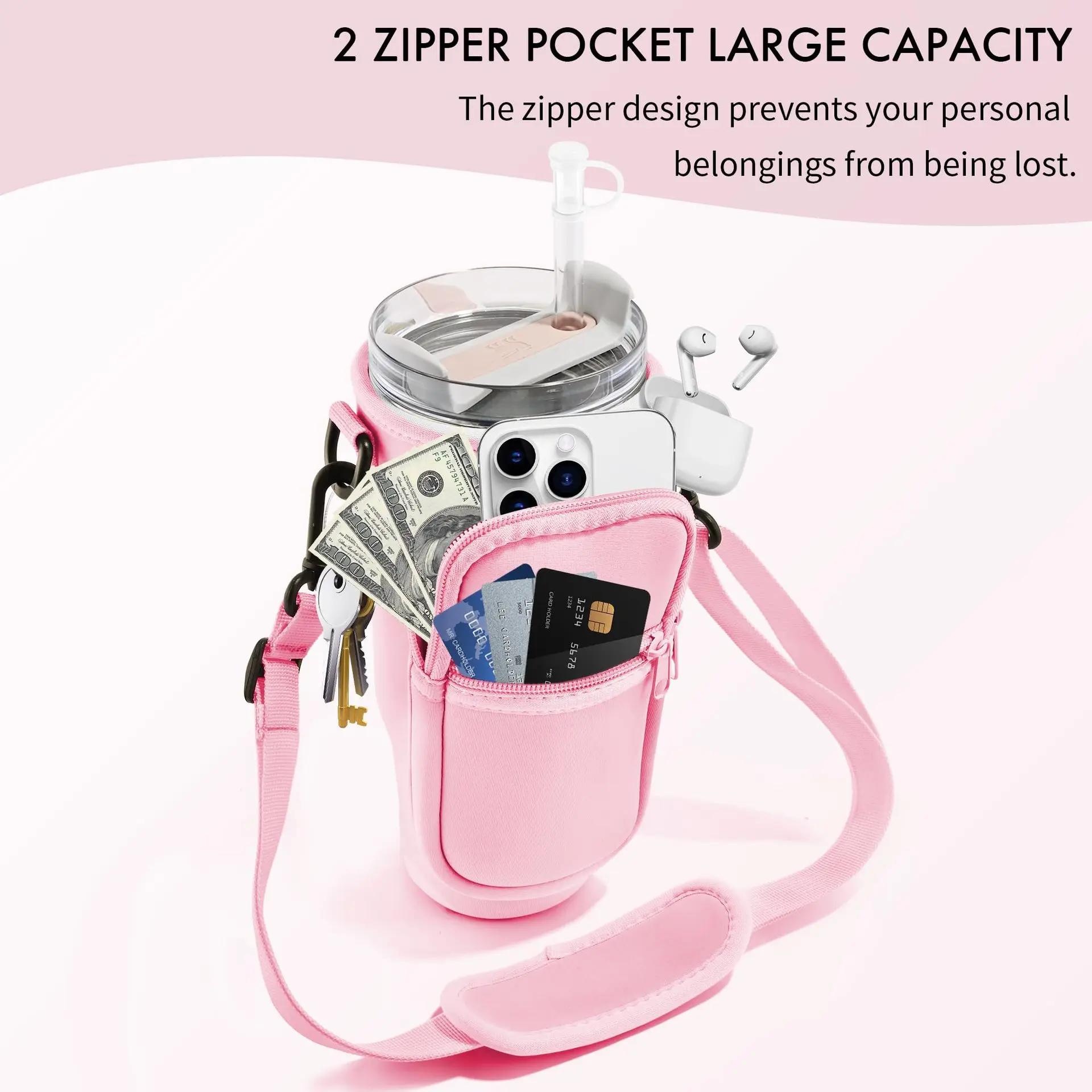Sports Fitness Kettle Cover 40Oz Ice Cream Handle Cup Cover Neoprene Adjustable Shoulder Strap Outdoor Water Bottle Bag