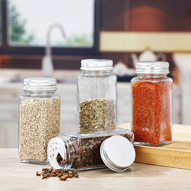 12-48Pcs/Sets Small 120ml 4oz Glass Spice Jars with Metal Airtight Lids Food Storage Containers for Kitchen