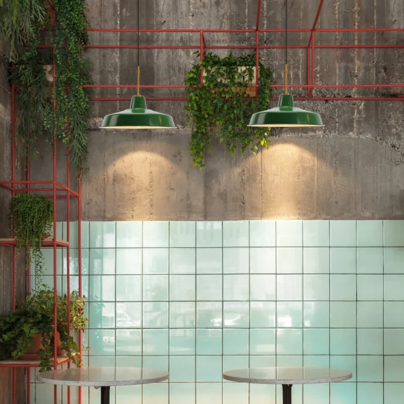 Bars and restaurant decorative hanging pendant light vintage industrial  iron lamp shade  enamel pendant light