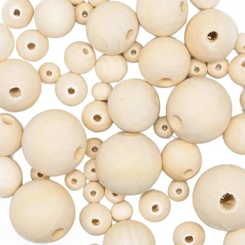 10-200pcs 8-25mm DIY Natural Wooden Beads Wood Round Ball For Accessories Making Bracelet Necklace Wooden Round Hole Bead Balls