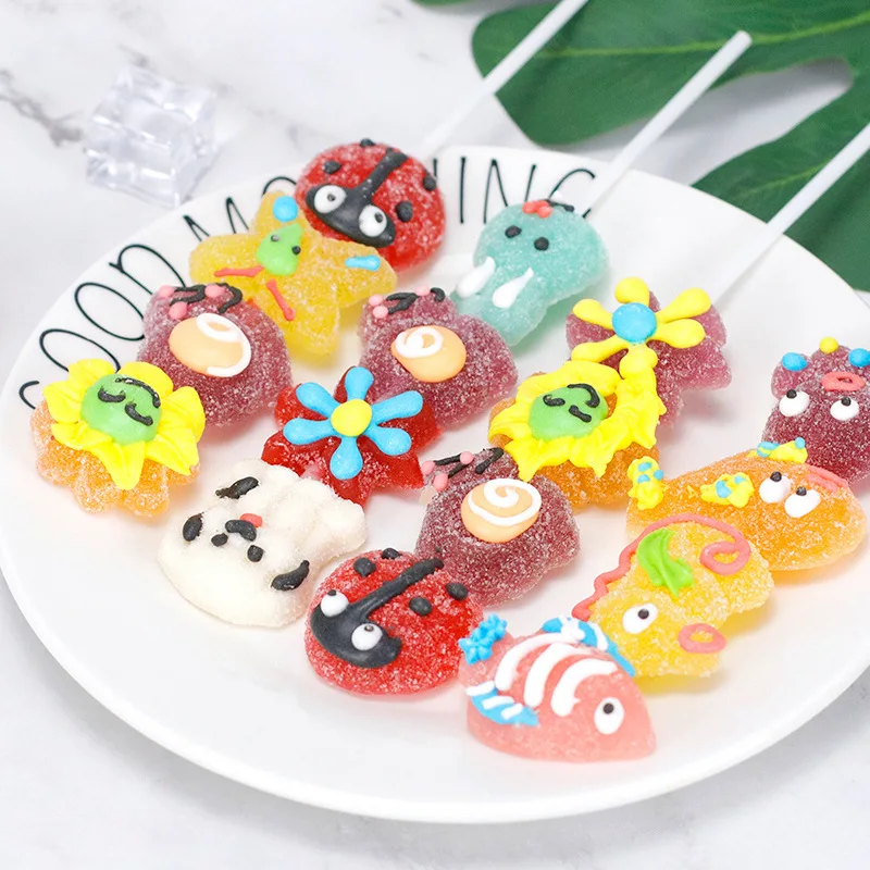 Wholesale 50G Colorful Sea World Skewer Gummy Fruit Fruity Flavours Colored Sweet Candy