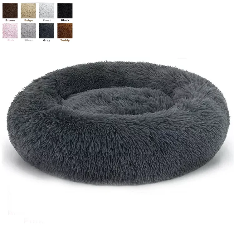 High Quality Hot Luxury Plush Fluffy Large Donut Pet Bed Dog Beds Round Washable Dog Beds For Dogs
