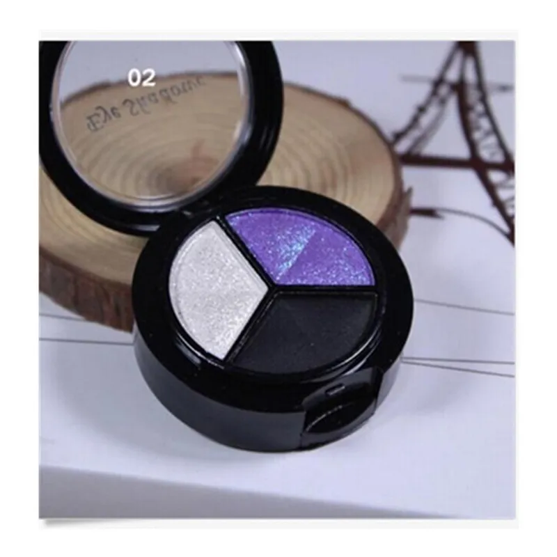 High pigment low MOQ best cost fast delivery 3 colors mixed custom brand shimmer glossy private label eye shadow oem