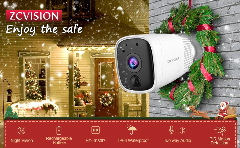 ZCVISION Smart Battery Camera Tuya Wireless Rechargeable Low Consumption PIR Motion Detection two-way Audio for Home Security