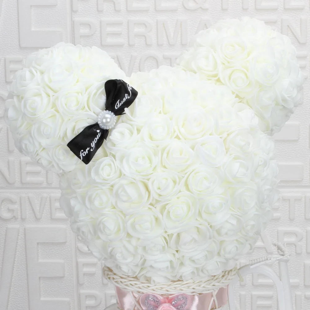 Beautiful Handmade Preserved Rose Teddy Bear for Girlfriend Love Gift