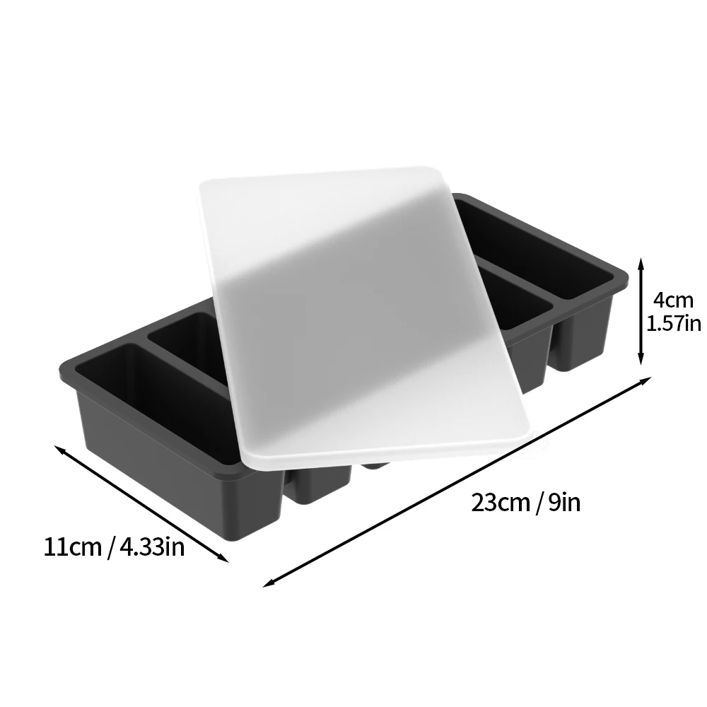 Large and Long Ice Cube Tray Silicone Freezing Container with Lid for Whiskey Water Bottle Food Leftovers Baking Home Kitchen