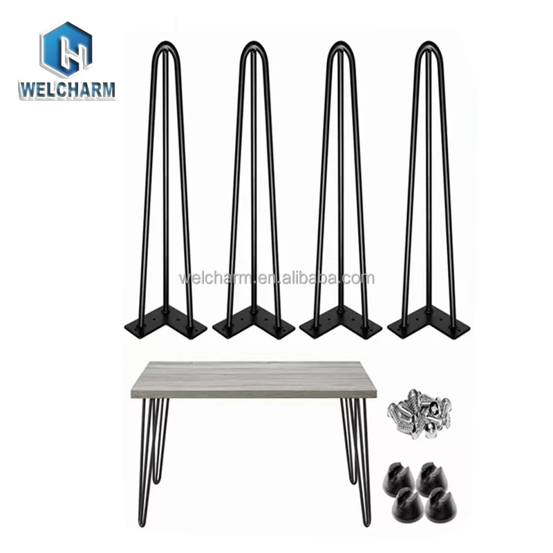 Modern Decoration Iron Black  Furniture Legs Restaurant Desk Feet Metal Bench Coffee Dining Furniture Table Hairpin Legs