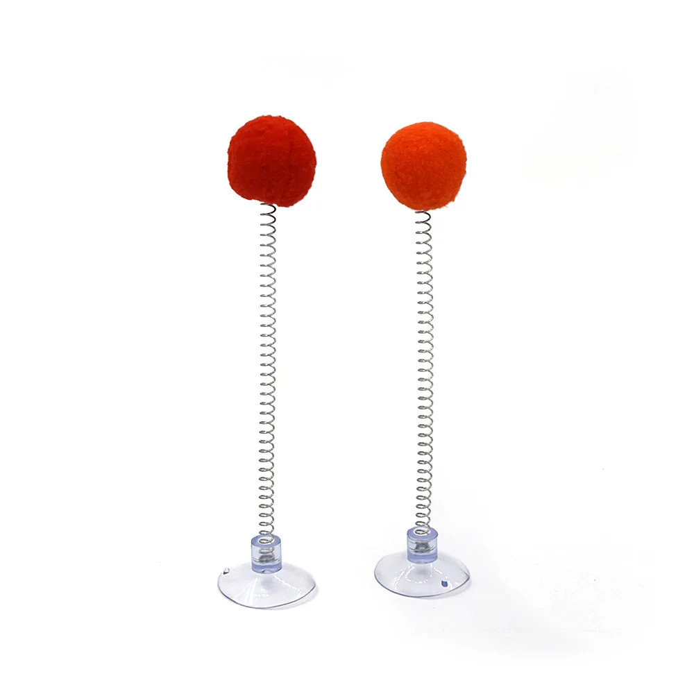Wholesale Spring Suction Cup Plush Ball Interactive Fun Plush Stick Pet Cat Plush Ball Toys