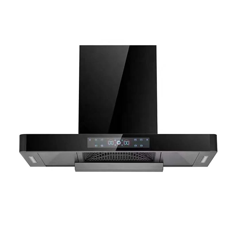 T Shape Range Hoods Touch Control Auto Clean 900mm 28# Copper Motor Chimney Hood Extractor Exhaust Hood with 3 Speeds