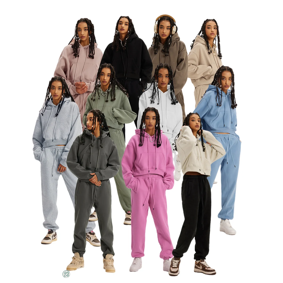 2022 Winter Casual Ladies Two Piece Pants Set Long Sleeve Outfits Hoodie Sweatsuit Set Custom Women Jogger Suit 2 Piece Set