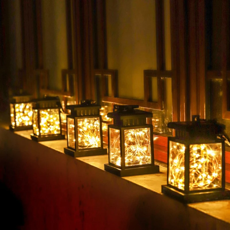 Snowproof LED Solar Lantern Light Flickering Candle Outdoor Lighting Hanging Smokeless Solar Lantern for Camping Garden