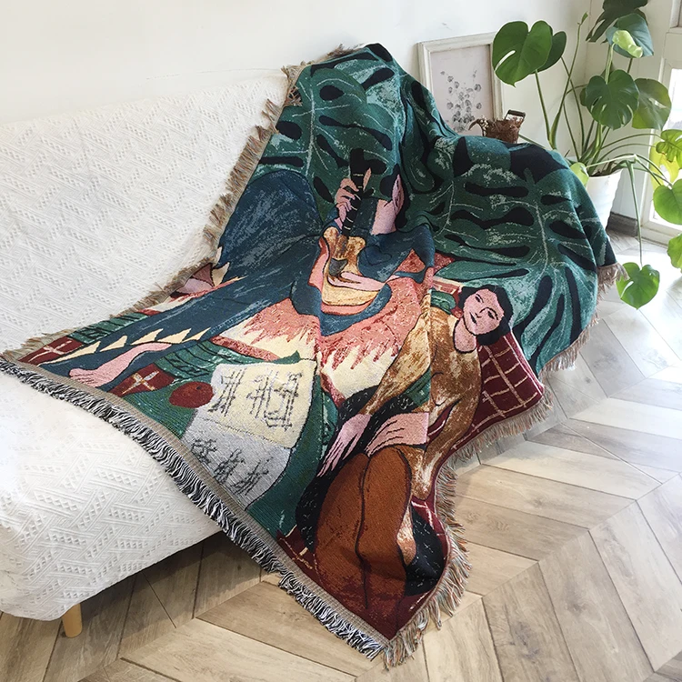 Custom Designer Personalized Cotton Polyester Jacquard House Wall Decor Custom Woven Tapestry Throw Blanket