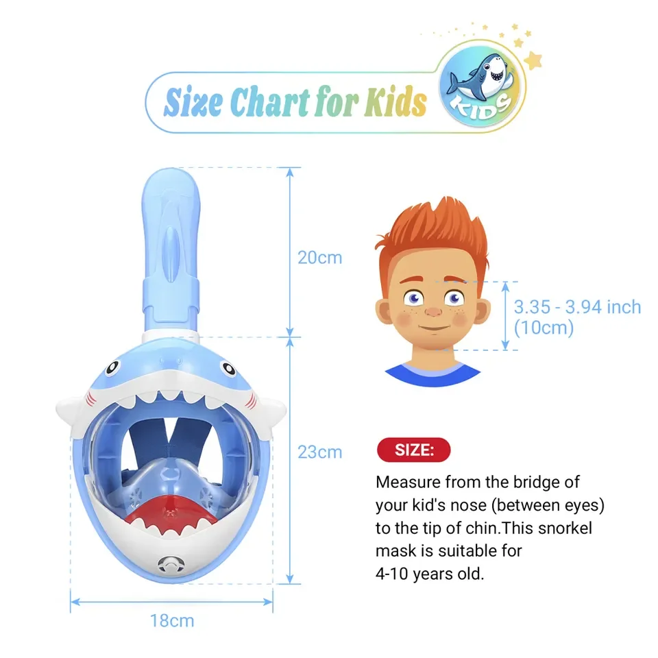 Befine F118 cute scuba diving 180 degree view diving swimming waterproof underwater child full face snorkel diving mask