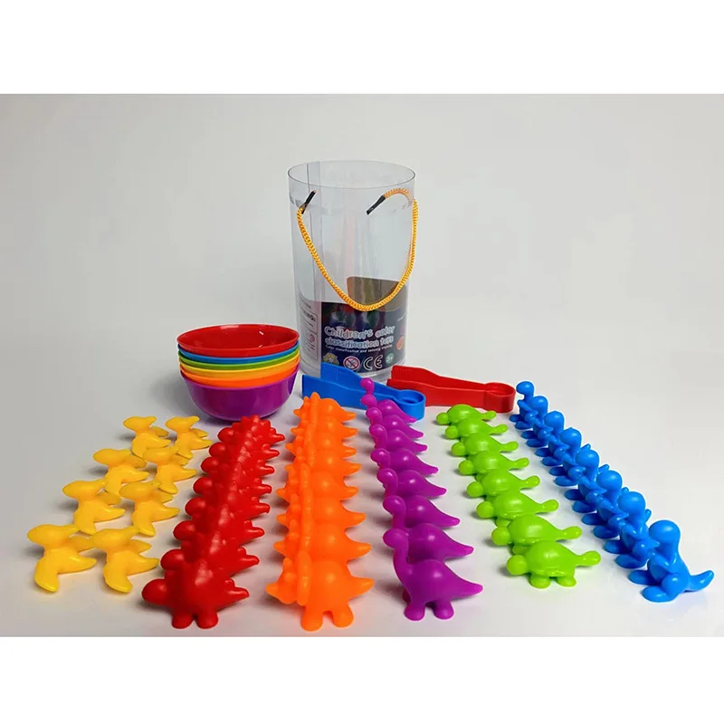 Kids Color Cognition Montessori Educational Counting Animal Dinosaur Sorting Match Game Sensory Toys for Christmas Gift