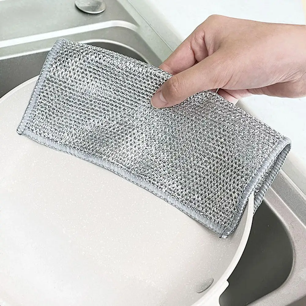 Household high quality scrub cloth kitchen pot dish clean scrubbing hard wire microfiber cleaning cloth