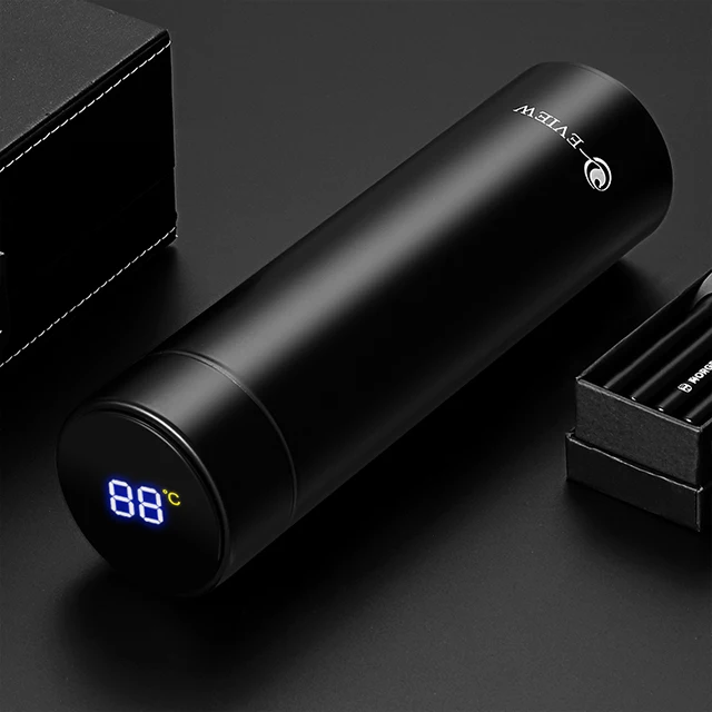 Double Wall Vacuum Insulated Stainless Steel Temperature Display Metal Water Bottle