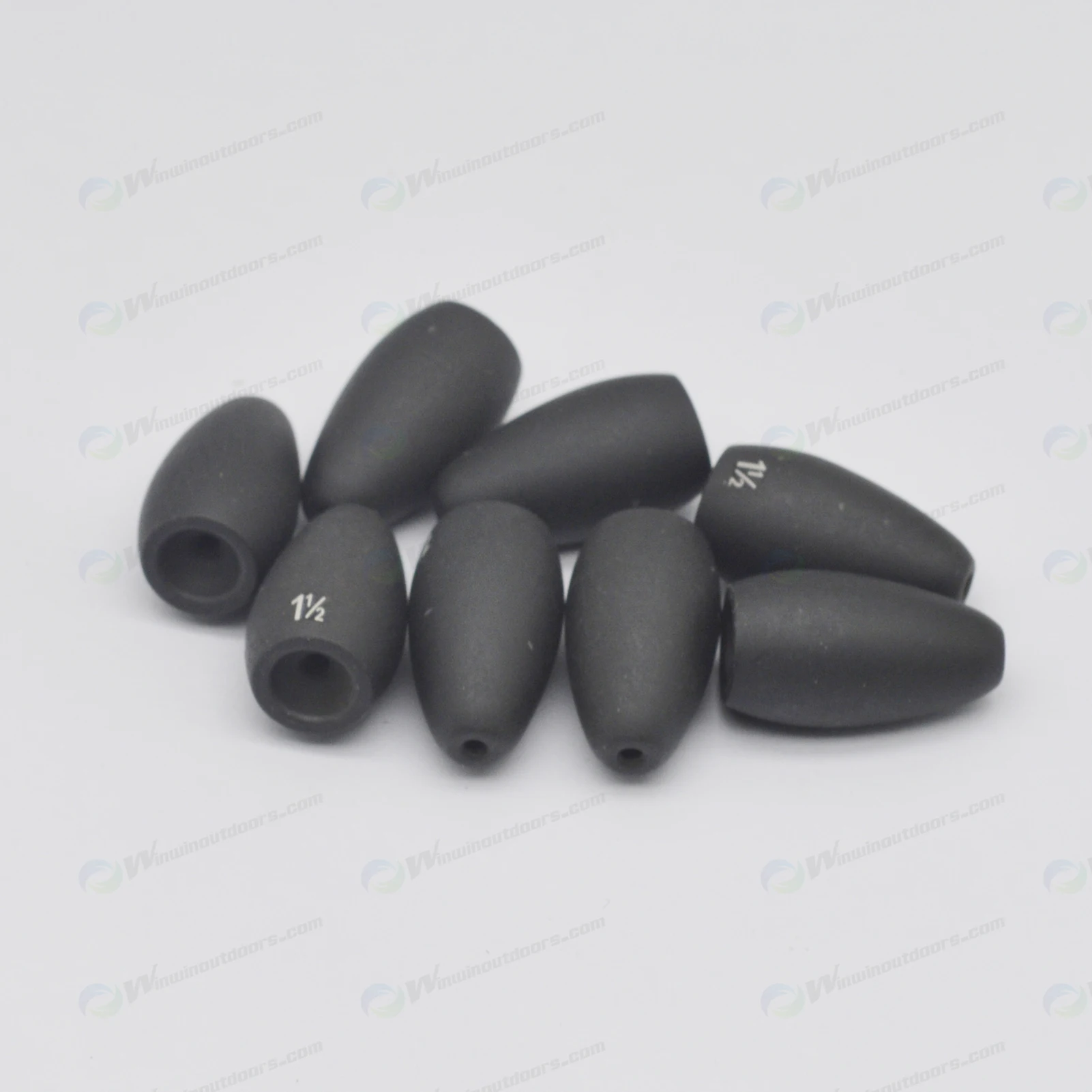 anodized  black 1 1/2 TFW with size mark  tungsten sinker, whole tungsten fishing sinker for sale
