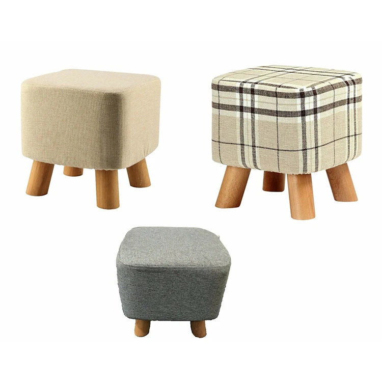 Pouffe solid small wood stool knitted Modern Ottoman Stool Boho Design Pouf Woven Tufted Moroccan Foot Stool Poufs