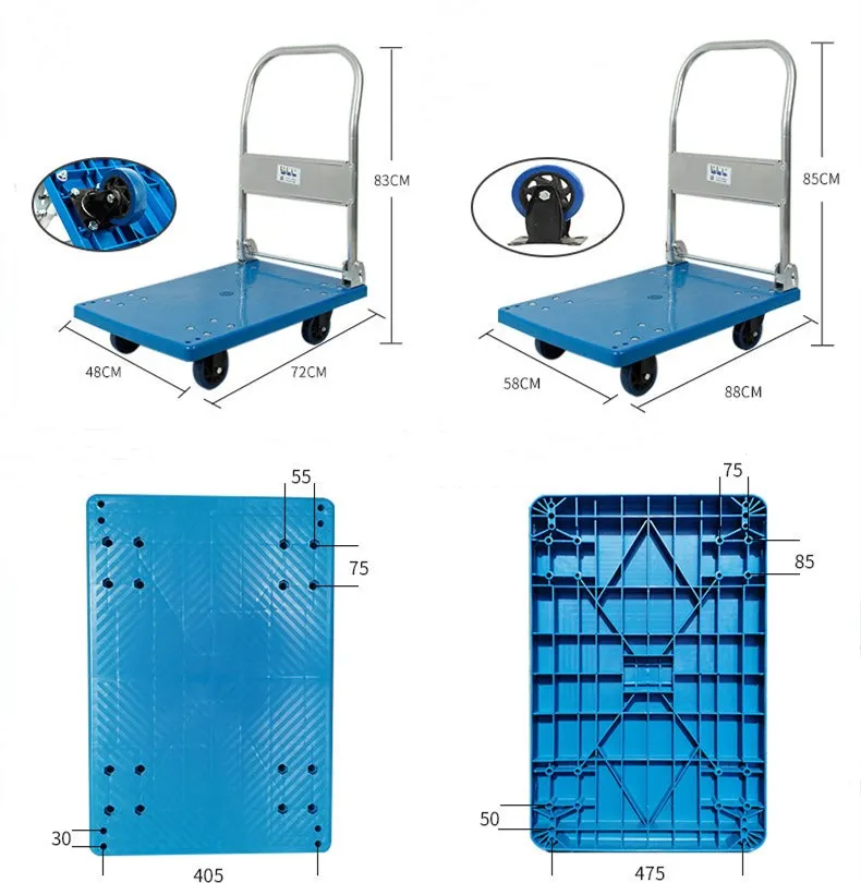 New Arrival Heavy Duty Foldable Platform Hand Truck Cart with Removable Wheels for Industrial Factory