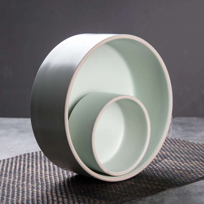 Factory Direct Supply Porcelain Matte Black White Light Green Brown Khaki Modern Cheap Ceramic Salad Bowls