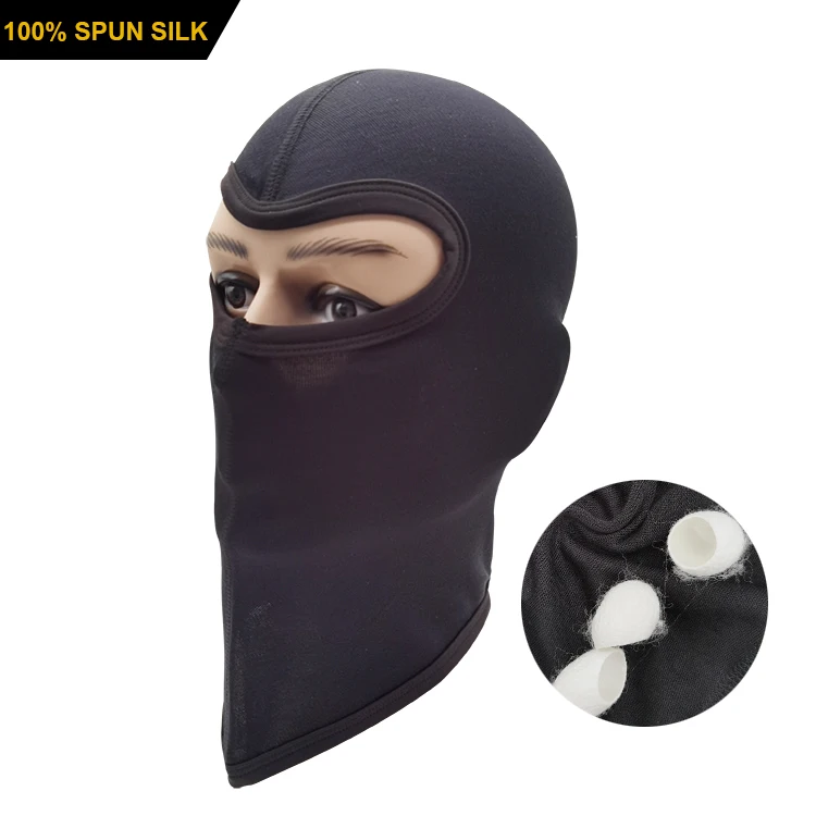 100% spun Mulberry ski mask silk custom tactical windproof motorcycle hood reusable facemask mens balck balaclava