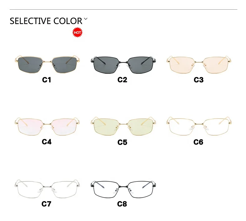 9528 Thin Metal Small Square Shades Fashionable Beautiful Cute Sunglasses For Girls 2025