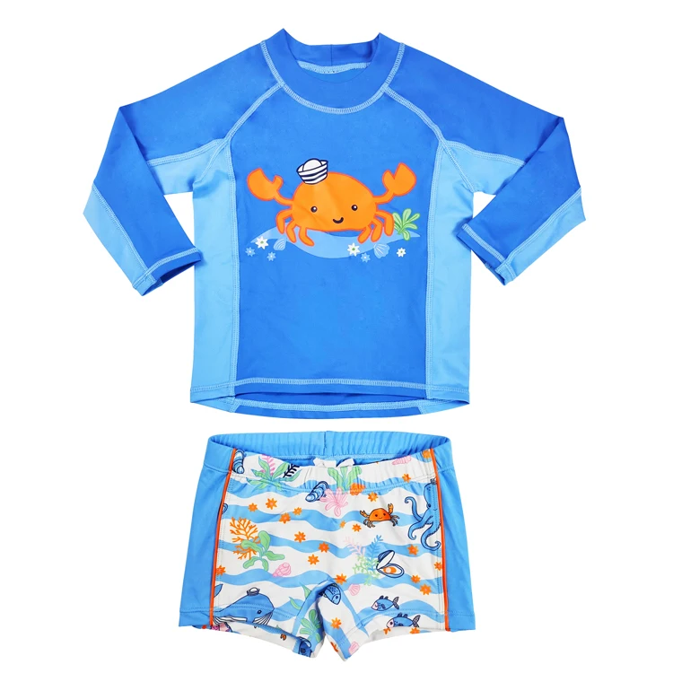 New arrival boy swim wear two-piece swimwear for children with crab bottom swim trunks baby swim