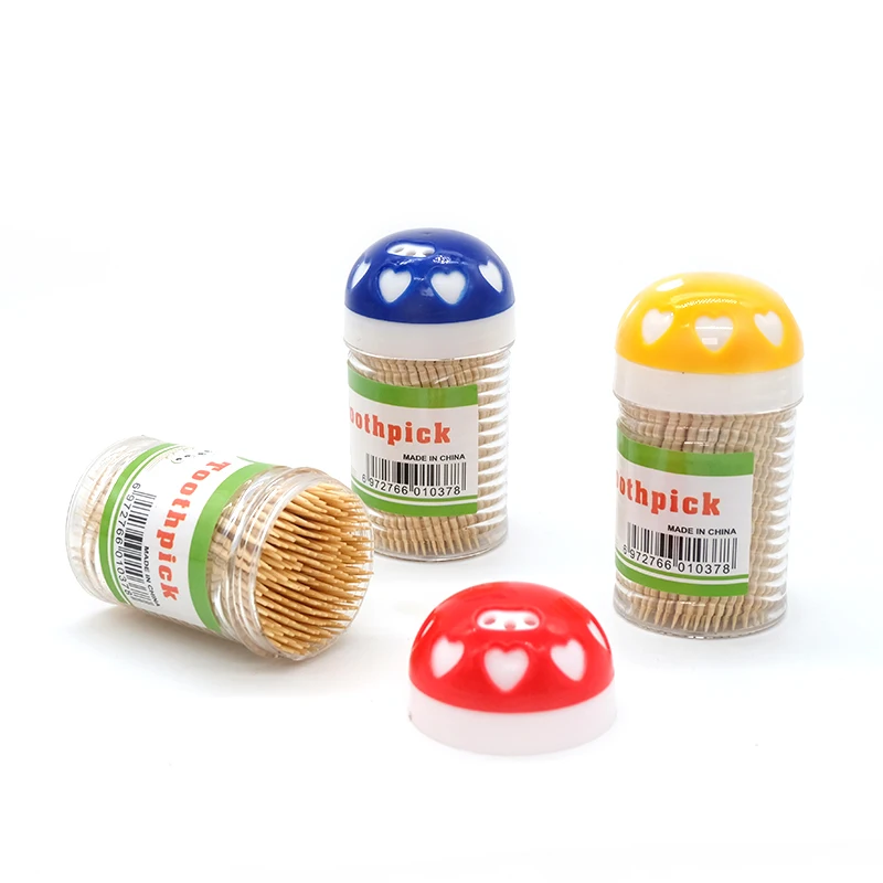 Manufacturer Low price Wooden Sticks Bamboo Toothpicks Toothpick jars Refillable Double Head Toothpick holders