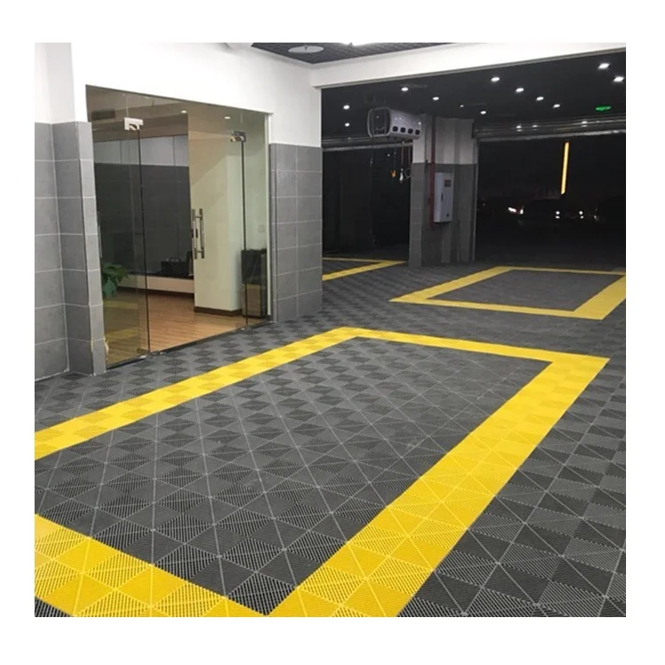 Rigid Modular Anti Slip Car Wash Drainage Plastic PP PVC Garage Floor Tile