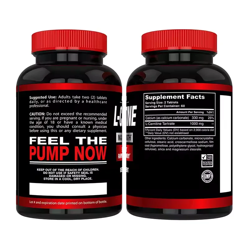 Private Label Vegan Energy Support & Rapid Workout Recovery Pills Supplement Organic Calcium Slimming L-Carnitine Tablets