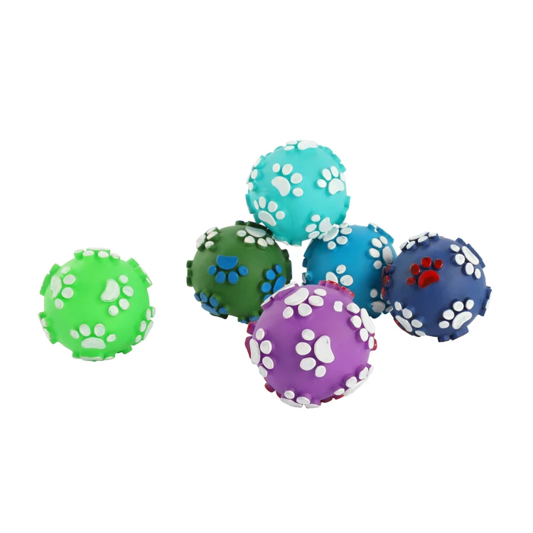 Wholesale Dog Squeaky Toys Dog Paw Pattern Interactive Pet Training Chuck Ball Dog Chew Toy