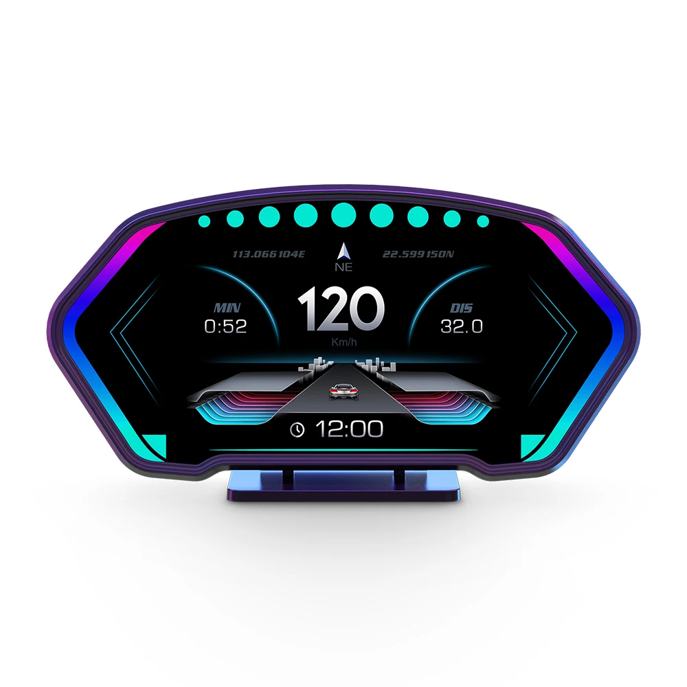 Hot P3 Haed Up Display LCD screen 6 Inches Car HUD OBD2+GPS+Slope+Accelerometer With Multi-function For Universal Car