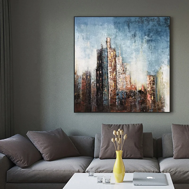 Factory Direct Supply Modern Hand Painted Landscape Abstract Handmade Painting for Bedroom Decor