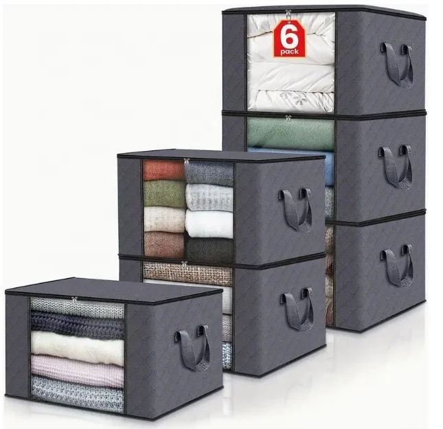 Large capacity foldable fabric storage box foldable blanket storage bag