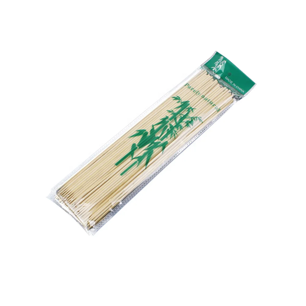 Natural Bamboo Color Low Cost Small Packing Food Sticks 4mm 40cm Bamboo Bbq Marshmallow Skewers on the Grill