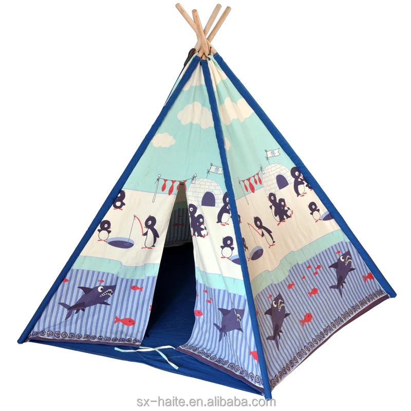 Wholesale Cotton Canvas with Stripe Printing Kids Teepee Indian Tent