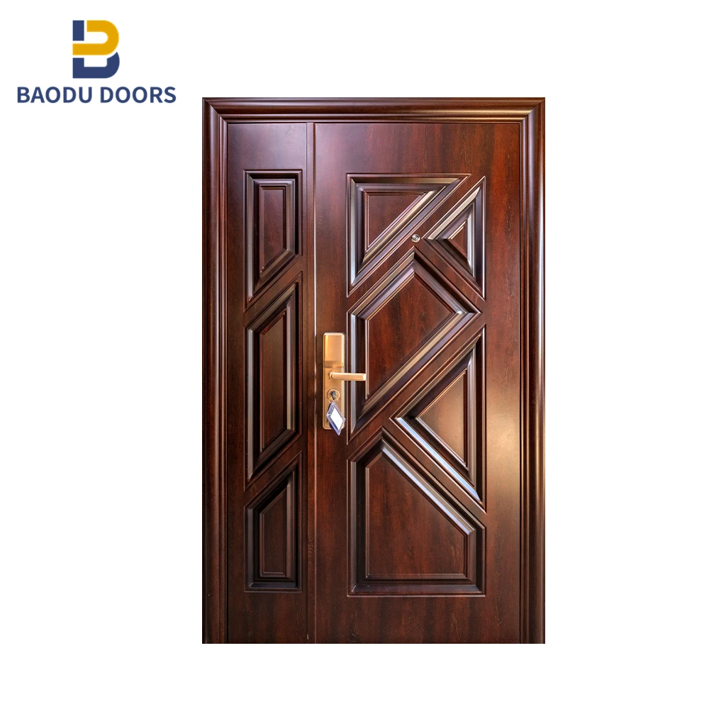 Modern main entrance door pivot and exterior door steel security with single main door exterior iron gate price