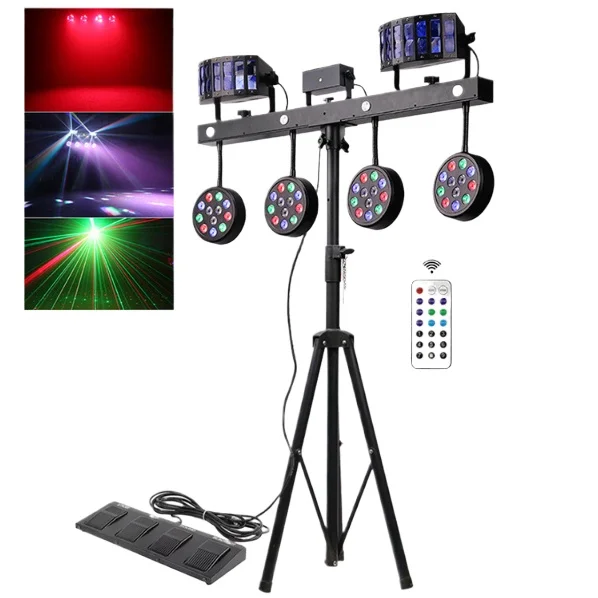 4-in-1 Laser RGBW Stage Lighting With Foot Switch DMX Stage Lamp Auto Remote Control For Indoor
