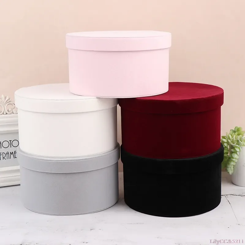 Factory Whosale Customized Round Velvet Flower Boxes Gift Packaging Box
