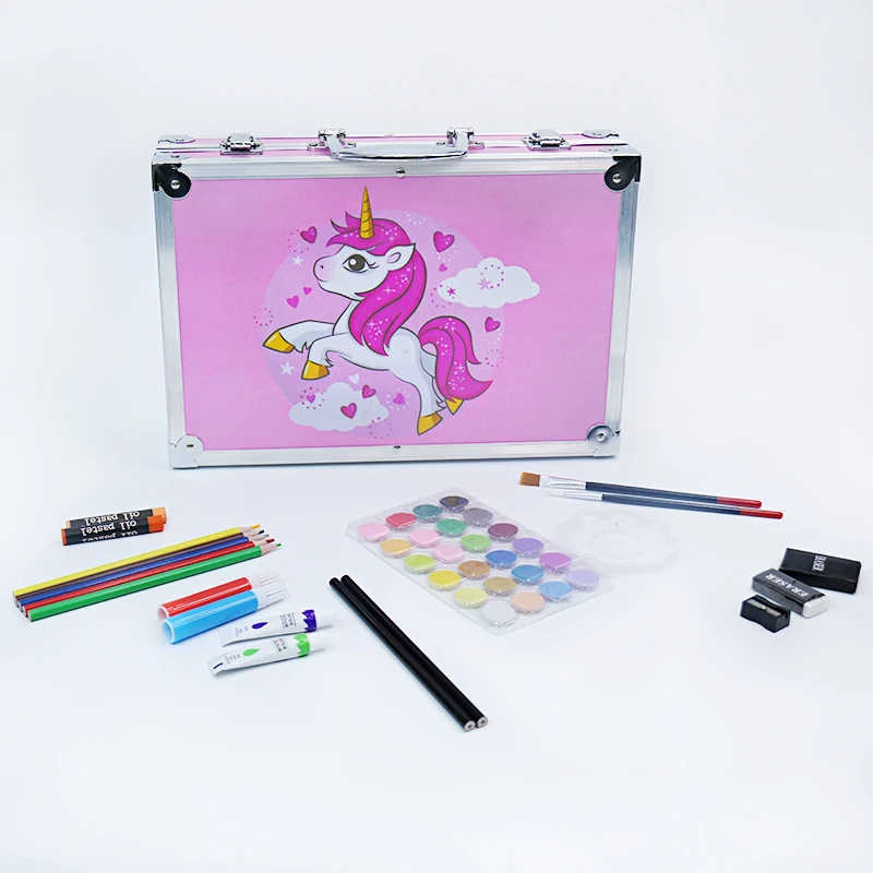 2022 Top Selling Kids Drawing Art Set 145 Pcs Aluminum Box Kit Water Color Pen Super September Custom