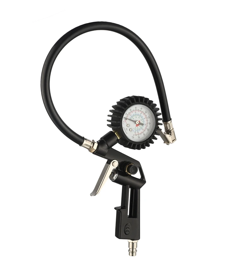 1/4'air tool factory car auto air dial brass aluminum emergency tyre inflator pressure gauge Inflating gun with quick plug