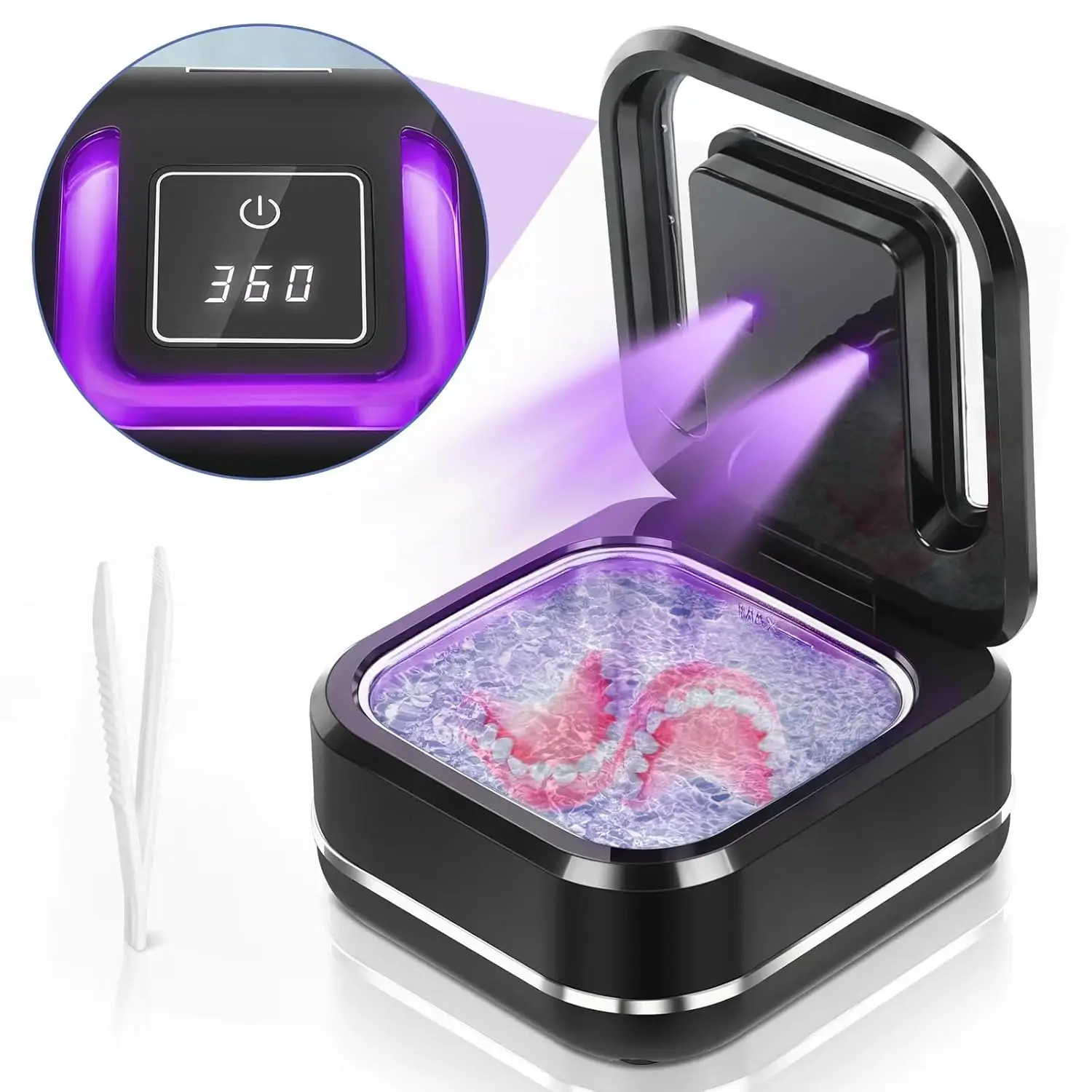 Hot Selling Portable Orthodontic Aligner Cleaning Machine Household Dental Denture Retainer Case UVC Ultrasonic Cleaner