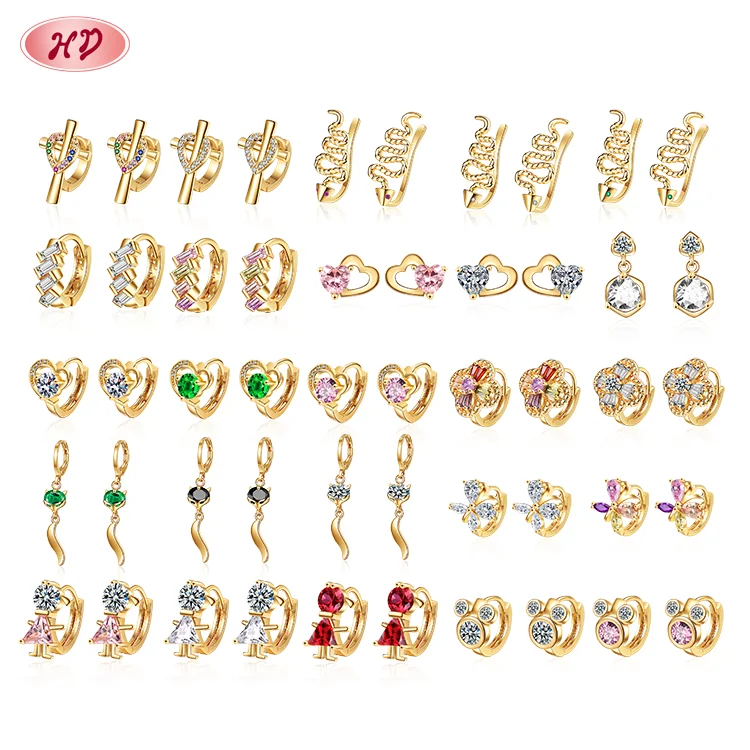Hd Jewelry 18K Gold Plated Leaf Girls Earrings Jewelry Huggies Earring Women Jewelry gold plated earrings 18k