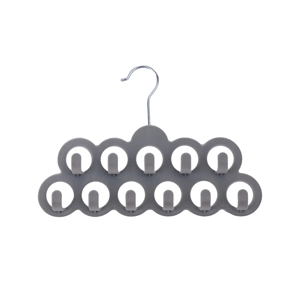 Manufacturer Space Saving Plastic Flocked belt Hanger Velvet silk scarf rack Non-Slip velvet hanger  with hook