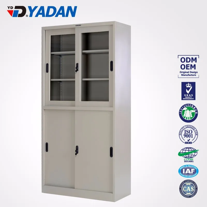 school use laboratory steel storage glass door with drawer and adjustable shelves locker cabinet