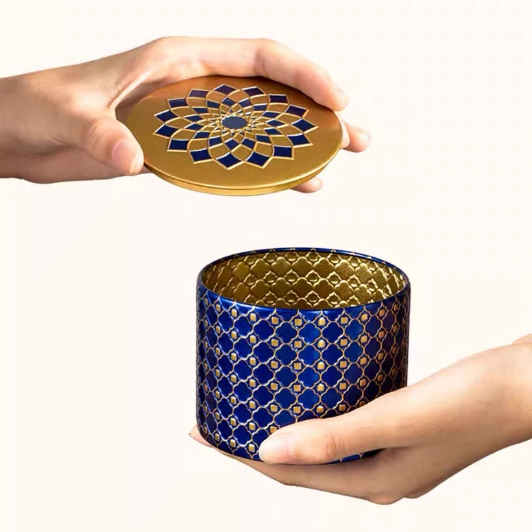 Creative Portable Metal Tinplate Gift Box Candy Tea Bag Storage Round Tin