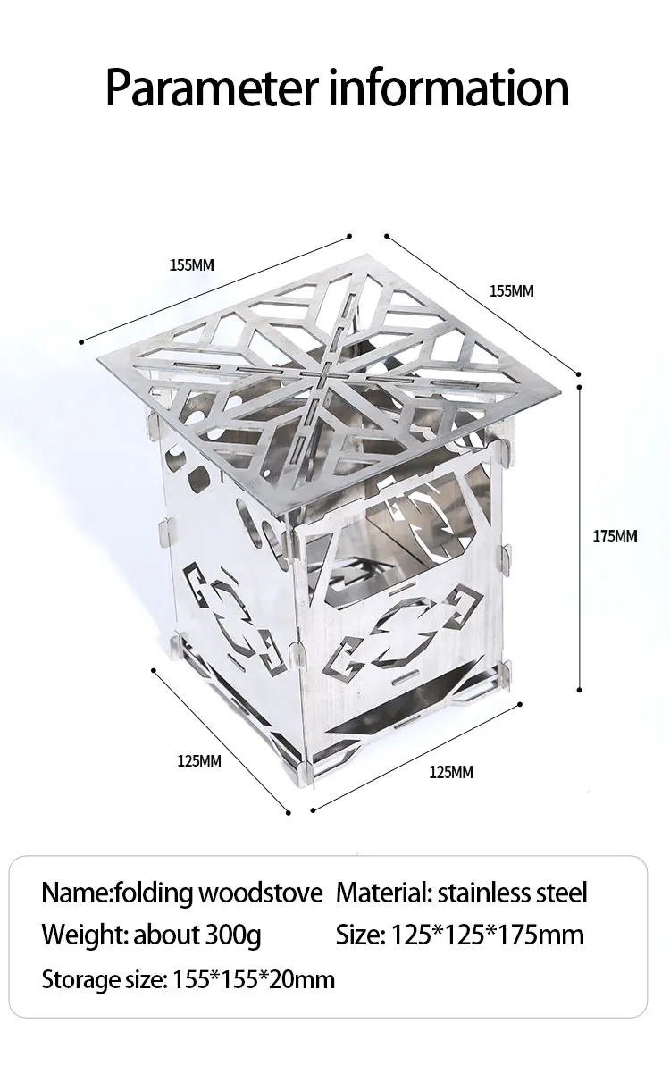 Mini Hot Sale Backpack Folding Portable Stainless Steel Outdoor Camping Firewood Alcohol Stove