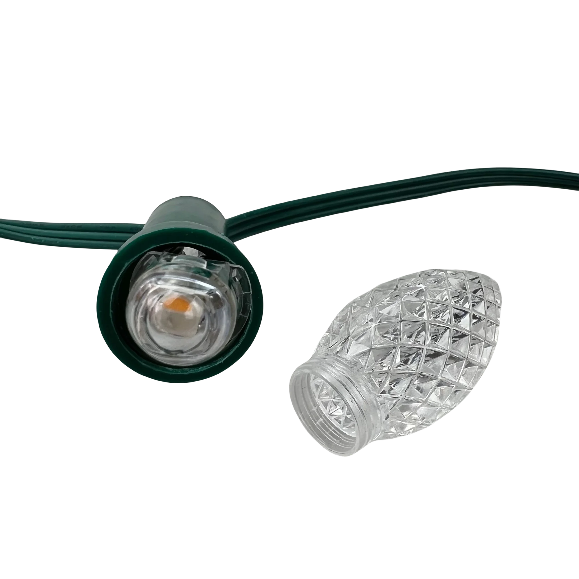 Addressable SK6812-RGBW(3000K) C9 DC5V/12V LED Pixel String Light IP68 15cm/30cm Spacing Green Wire XConnect Pigtails