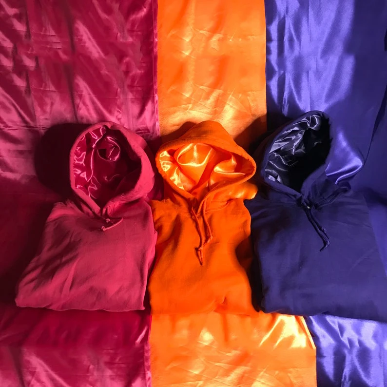 Luxury Satinlined Custom Logo Mens Women Unisex Silk Satin Lined Cap Two Piece Pant Set Sweatsuit Jumper Tracksuit Hood Hoodie